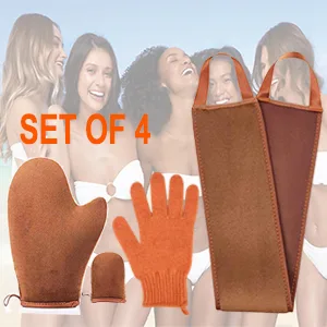 4 pack Self Tanning Mitt Applicator Kit, with Self Tan Mitt applicator, exfoliating gloves, Tanning back lotion applicator, mini Self Tanner Mitt, Self Tanner Mitt,Tanning Mitt Applicator Kit 4 Tan Kit - tanning mitt