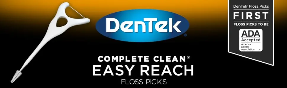 DenTek, Complete Clean Floss Picks 75 Floss Picks Pack of 3, 225 Count 75 Count (Pack of 3) - Dentek Complete Clean Easy Reach Floss Picks