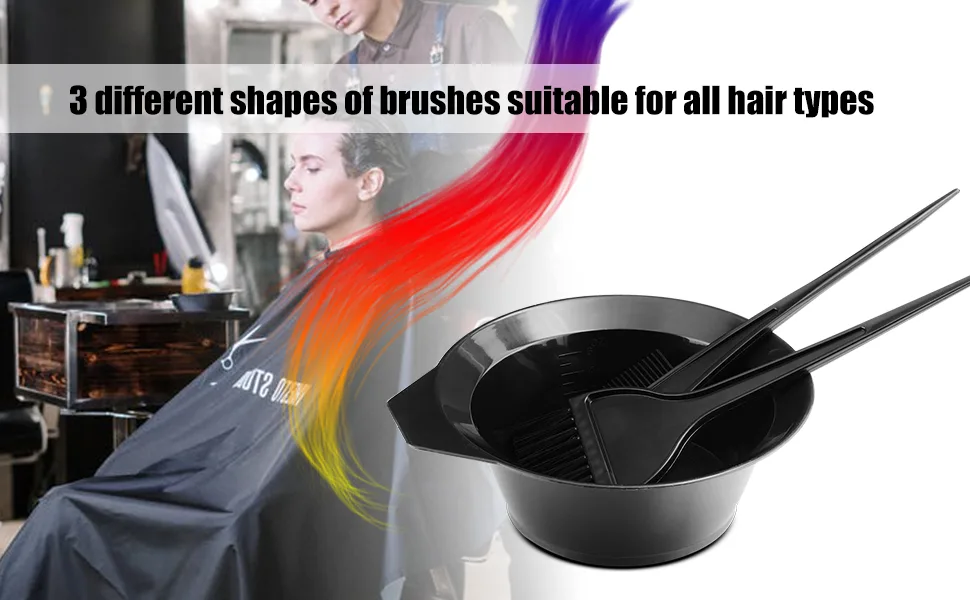 Hair Colouring Tools, Gezimetie Hair Dyeing Tool Set, Brush Double-sided Coloring Comb and Bowl Set Kit DIY Salon 3PCS - product information 2