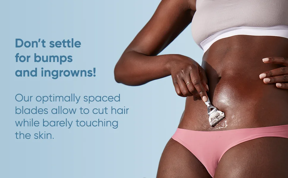 Gillette Venus Intimate Grooming Womens Razor Blade Refills with Bikini Trimmer, 4 Count 4ct Refills - Our optimally spaced blades allow to cut hair while barely touching the skin.