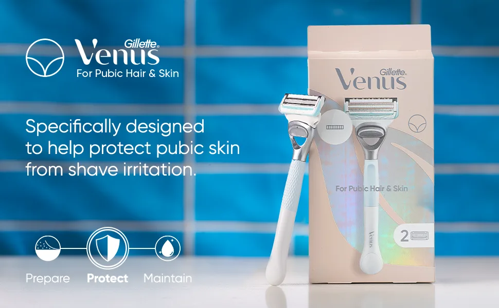 Gillette Venus Intimate Grooming Womens Razor Blade Refills with Bikini Trimmer, 4 Count 4ct Refills - Specifically designed to help protect pubic skin from shave irritation