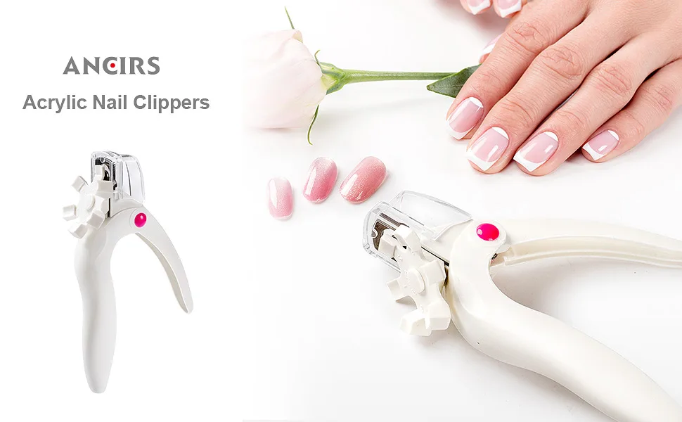ANCIRS Acrylic Nail Clipper, Adjustable Stainless Steel Nail Tip Cutter, Artificial Fake Nail Trimmer for False Nail Art Manicure Project- White - ANCIRS Acrylic nail clipper