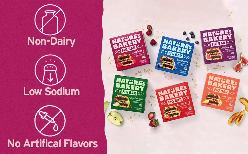 Nature's Bakery Whole Wheat Fig Bars, Apple Cinnamon, Real Fruit, Vegan, Non-GMO, Snack Bar, 1 Box With 12 Twin Packs (12 Twin Packs) - Whole Wheat Highlights 1