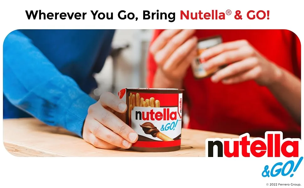 Nutella & GO! Hazelnut And Cocoa Spread With Breadsticks, Snack Pack, Easter Basket Stuffers, 1.8 oz each, Bulk 24 Pack Breadsticks, 24 Count - Wherever You Go, Bring Nutella & GO!