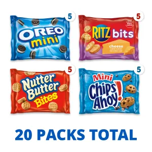 Nabisco Classic Mix Variety Pack, OREO Mini, CHIPS AHOY Mini, Nutter Butter Bites, RITZ Bits Cheese, 20 Snack Packs - image