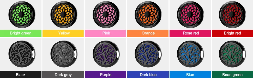 RoyAroma 2PCS 30mm Car Aromatherapy Essential Oil Diffuser Stainless Steel Black Locket with Vent Clip 12 Felt Pads Black a - car diffuser
