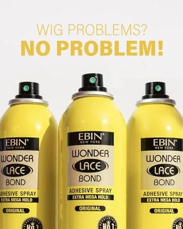 EBIN NEW YORK Wonder Lace Bond Extra Mega Hold 1.18oz - No Residue Improved Formula Easy to Apply Fast Drying Waterproof Latex Free Perspiration Resistant - ebin new york wonder lace bond wig adhesive hair spray lace glue