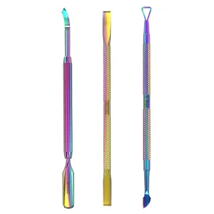 Cuticle Pusher Acetone/Gel/Nail Polish Remover Stainless Steel Professional 3pcs Set Cuticle Scraper Fingernails & Toenails Clean Manicure Tools Cuticle Care for Women&Girl,opove CP-3 (Rainbow Color) B-rainbow Color - product information 2