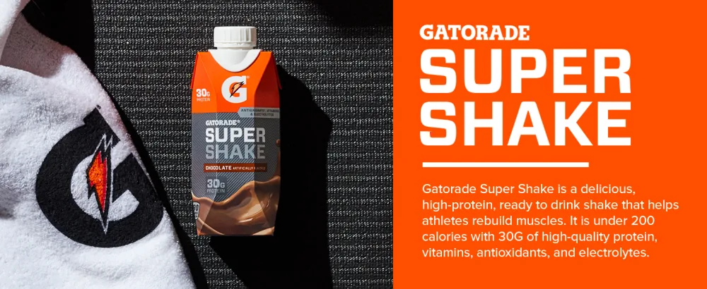 Gatorade Super Shake, Vanilla, 30g Protein, 11.6 Fl oz Carton, (Pack of 12) - gatorade super shake
