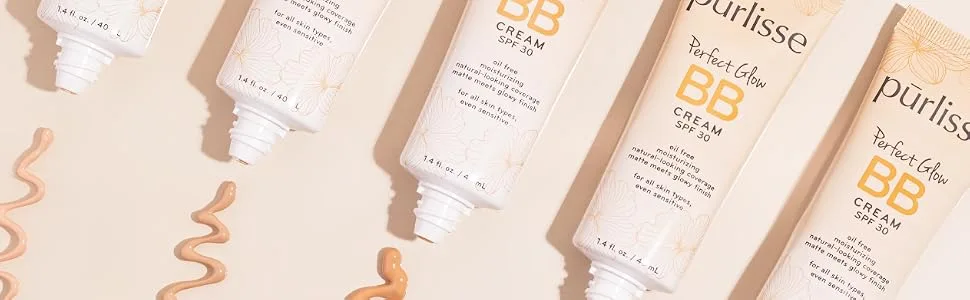purlisse Perfect Glow BB Cream SPF 30: Clean & Cruelty-Free, Medium Flawless Coverage, Hydrates with Jasmine | Light Warm 1.4oz - Perfect Glow BB Cream