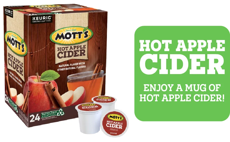 Keurig Mott's Hot Apple Cider, Keurig Single Serve K-Cup Pods, Flavored K Cups, 24 Count - Keurig Mott