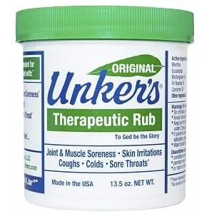 Unkers Therapeutic Rub for Joint Pain, Sore Muscles, Burn Cream, or Calm Your Cough 13.5 ounces - product information 2