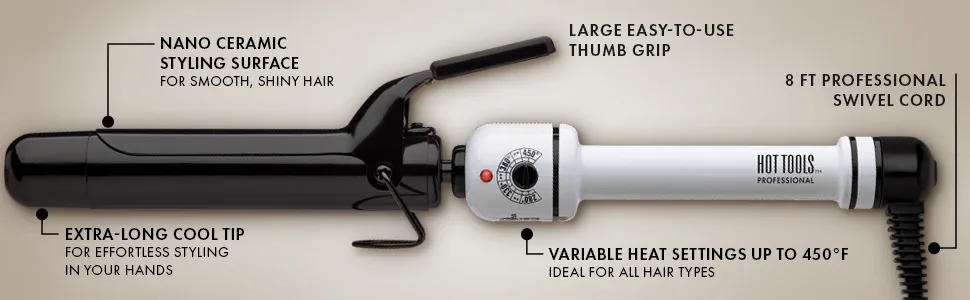 HOT TOOLS Pro Artist Nano Ceramic Curling Iron/Wand | For Smooth, Shiny Hair (1-1/4 in) 1-1/4 Inch BARREL - curlingiron; curlingirons; ceramic; 1-1/4inch; longlastincurls; hottools; nanoceramic; professional