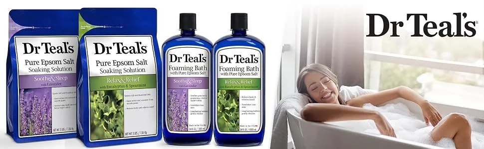 Dr Teal's Epsom Salt Soaking Solution, Relax & Relief, Eucalyptus and Spearmint, 3lbs, 48 Oz - Dr Teal