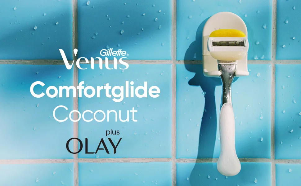 Gillette Venus ComfortGlide Womens Razor Blade Refills, 4 Count, Infused with Olay Coconut Scent - Venus ComfortGlide Plus Olay Coconut