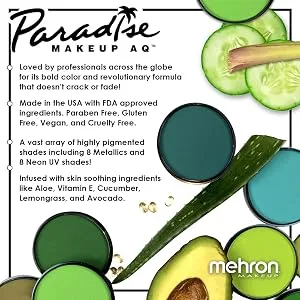 Mehron Makeup Paradise Makeup AQ Face & Body Paint (1.4 oz) (White) White 1.4 Ounce - paradise infographic