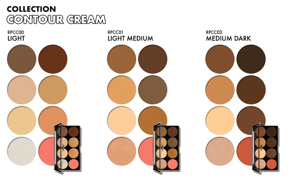 Ruby Kisses 3D Contour Artist Cream Makeup Palette Medium Dark #Medium Dark 1 Count (Pack of 1) - RPCC