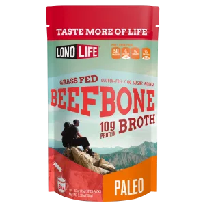 LonoLife - Beef Bone Broth Sticks - 10g Collagen Protein - Grass-Fed, Gluten-Free - Keto & Paleo Friendly - Portable Individual Packets - 10 count - Beef Bone Broth Large Packet