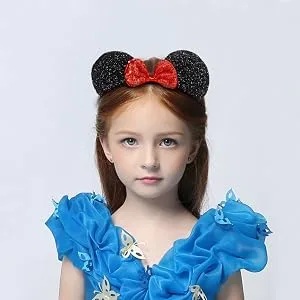 FANYITY Mickey Ears, 2 Pcs Minnie Costume Ears Headbands Hair Band for Party Red Black - product information 2