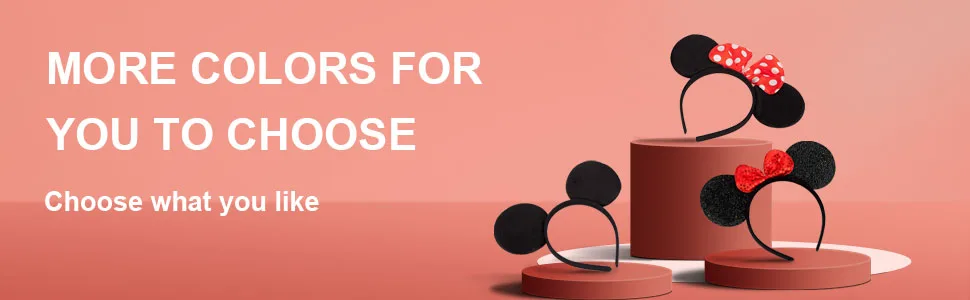 FANYITY Mickey Ears, 2 Pcs Minnie Costume Ears Headbands Hair Band for Party Red Black - Tail picture