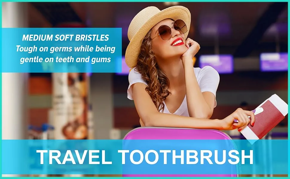 Lingito Travel Folding Toothbrush, Camping Toothbrush Bulk, Medium Bristle (6 Pack) 6 Count (Pack of 1) Medium - fold up toothbrush oral b folding toothbrush foldable travel toothbrush