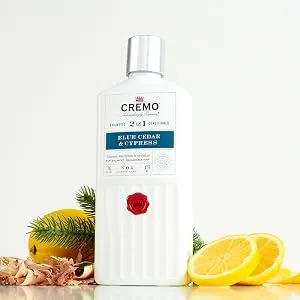 Cremo Barber Grade Blue Cedar & Cypress 2-in-1 Shampoo & Conditioner, 16 Fl Oz (2-Pack) - Shampoo