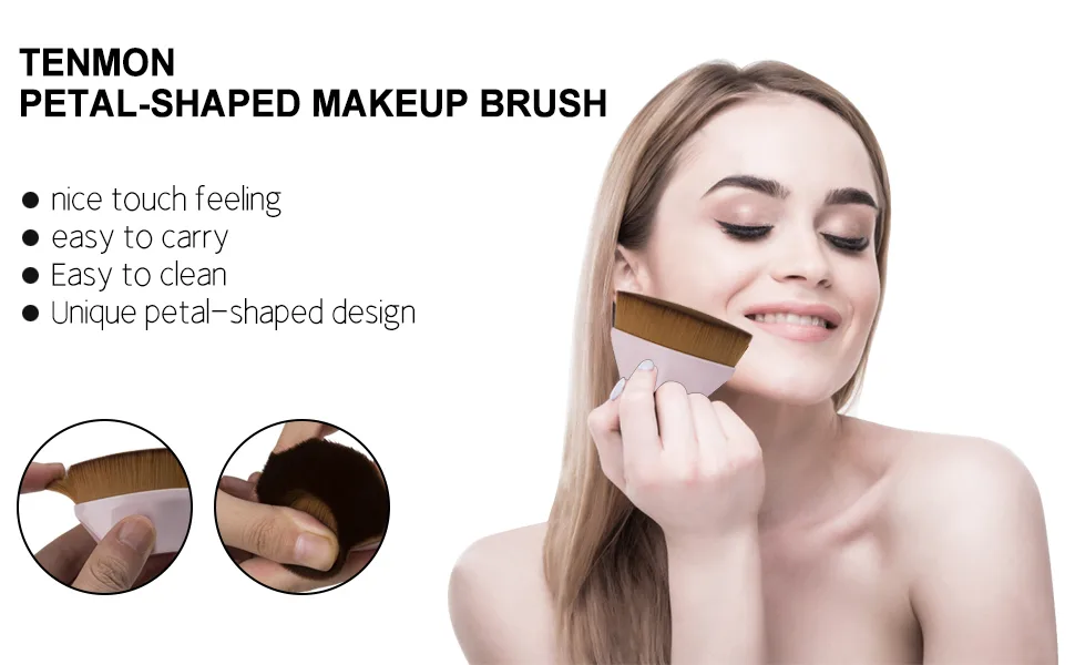 Tenmon Petal-Shaped Foundation Brush, Foundation Makeup Brush, Suitable for Mixed Liquid, Cream or Flawless Powder Cosmetics, Multifunctional Makeup Brush(Pink) - product information 7