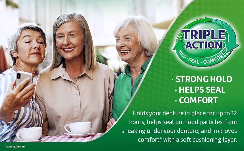 Super Poligrip Original Denture Adhesive Cream, Zinc Free Denture Cream for Dentures - 2.4 Ounces (Pack of 4) - triple action