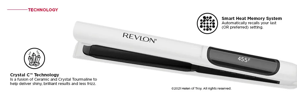 REVLON Crystal C + Ceramic Digital Hair Flat Iron | Long-Lasting Shine and Less Frizz, (1 in) 1 INCH FLAT IRON - flat iron; flat irons; straightener; straighteners; hair straightener; 1 inch plates; RVST2206