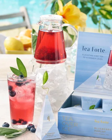 Tea Forte Presentation Box Presentation Box Tea Sampler Gift Set, 20 Assorted Variety Handcrafted Pyramid Tea Infuser Bags (Paradis) - lifestyle serving