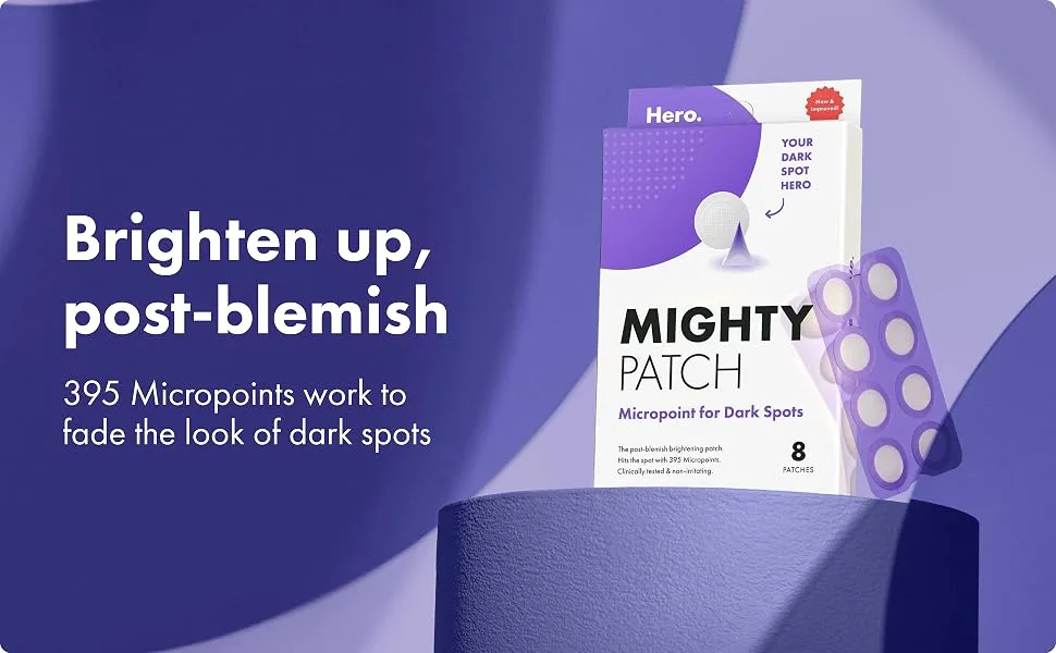 Mighty Patch Micropoint for Dark Spots from Hero Cosmetics - Post-Blemish Dark Spot Patch with 395 Micropoints, Dermatologist Tested and Non-irritating, Not Tested on Animals (8 Count) 8 Patches - Mighty Patch Micropoint for Dark Spots