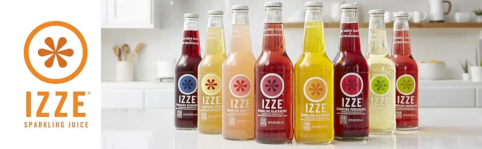 IZZE Sparkling Juice, Apple, 12 Fl Oz (Pack of 4) - izze, bottles, clementine, grapefruit, pomegranate