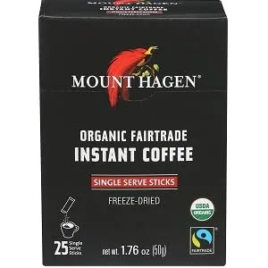 Mount Hagen Organic Instant Regular Coffee, 25 Count Single Serve packet Net wt 1.76 oz (50g) 1.76 Ounce (Pack of 1) - product information 2