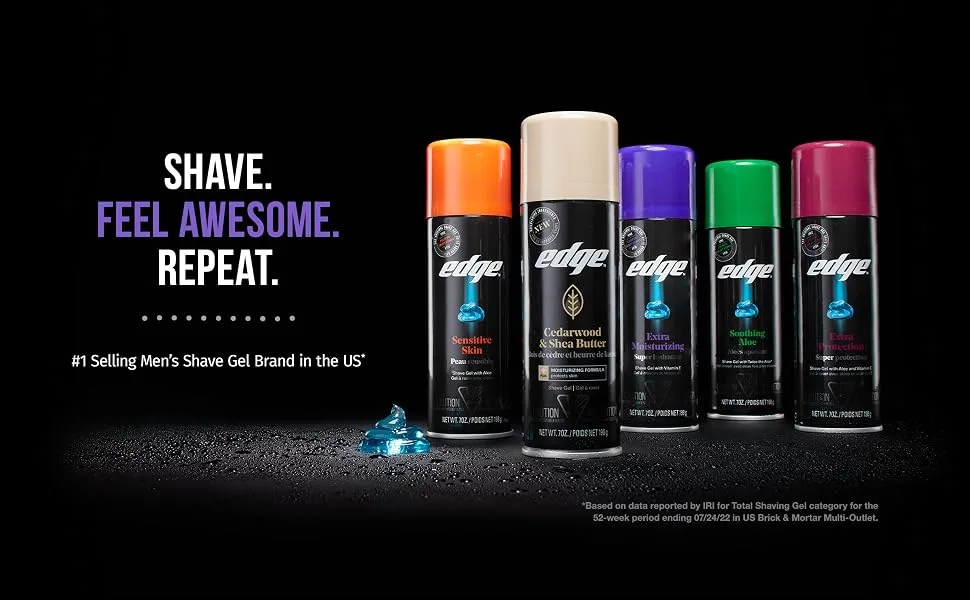 Edge Extra Moisturizing Shave Gel for Men, 7oz (6 Pack) - Third Banner