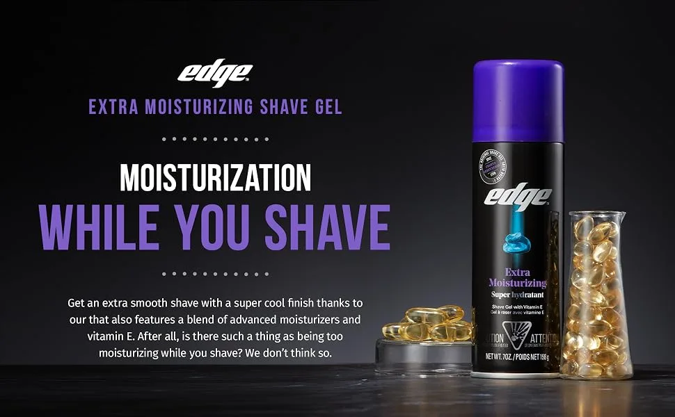 Edge Extra Moisturizing Shave Gel for Men, 7oz (6 Pack) - Top Banner