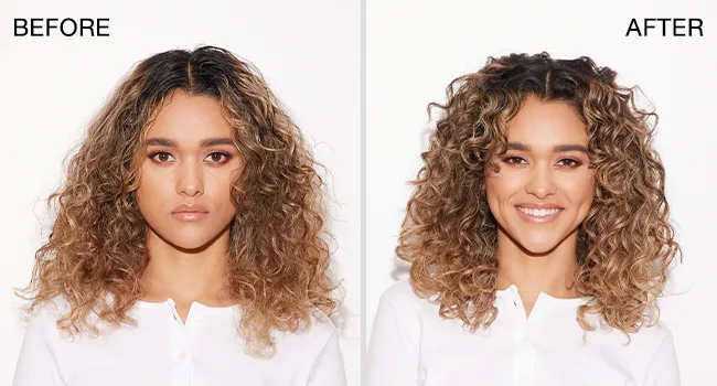 Kenra Curl Glaze Mousse 13 | Curl Control Glaze | Provides Frizz Control & Humidity Resistance | All Hair Types 6.75-Ounce - BEFORE AND AFTER