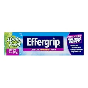 Effergrip Denture Adhesive Cream, Extra Strong Holding Power, 2.5 oz 2.5 Ounce (Pack of 1) - Effergrip