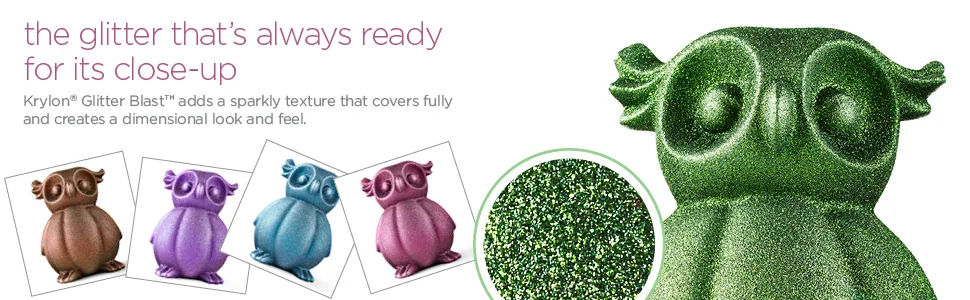 Krylon K03804A00 Glitter Blast Glitter Spray Paint for Craft Projects, Diamond Dust, 5.75 oz Diamond Dust 5.75 oz - Adds a sparkly texture, covers fully & creates a dimensional look and feel. (Assorted colored owls)