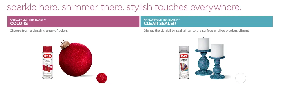 Krylon K03804A00 Glitter Blast Glitter Spray Paint for Craft Projects, Diamond Dust, 5.75 oz Diamond Dust 5.75 oz - Krylon Glitter Blast - Choose from a dazzling array of colors. Clear Sealer - Dial up the durability