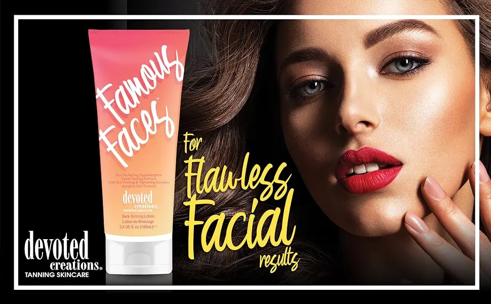 Devoted Creations Famous Faces Skin Perfecting Hypoallergenic Facial Tanning Lotion, 3.4 Fl. Oz. - Famous Faces, For Flawless Facial Results