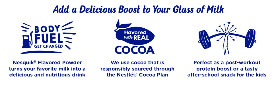 Nesquik Chocolate Powder 14.1 oz - Add a boost by adding to milk made with real cocoa
