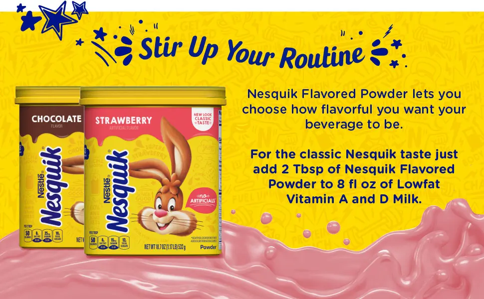 Nesquik Chocolate Powder 14.1 oz - Add Nesquik powder to create a flavorful beverage