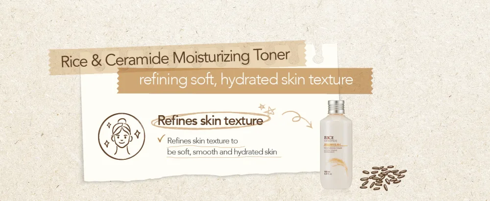 The Face Shop Rice Ceramide Moisturizing Toner | Essential Toner for Deep Hydration with Rice Extracts | Natural Moisturizer for Whitening - refining soft, hydrated skin texture with rice & ceramide moisturizing toner