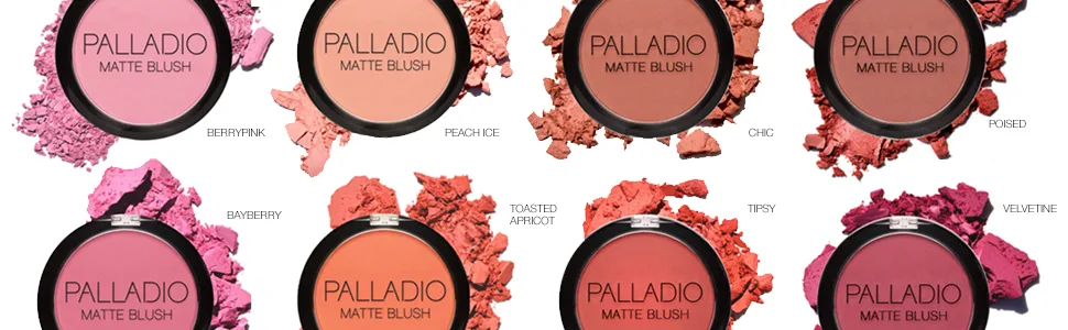 Palladio Matte Blush, Brushes onto Cheeks Smoothly, Soft Matte Look and Even Finish, Flawless Velvety Coverage, Effortless Blending Makeup, Flatters the Face, Convenient Compact, Berry Pink - Brushes onto cheeks smoothly Provides a soft matte look and an even finish palladio matte blush