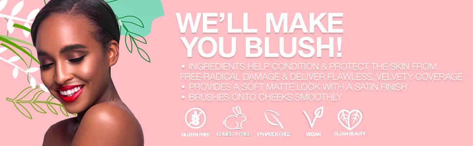 Palladio Matte Blush, Brushes onto Cheeks Smoothly, Soft Matte Look and Even Finish, Flawless Velvety Coverage, Effortless Blending Makeup, Flatters the Face, Convenient Compact, Berry Pink - palladio matte blush Helps hide the appearance of lines wrinkles shimmer blushes may enhance