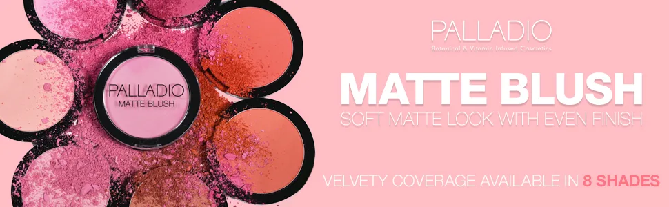 Palladio Matte Blush, Brushes onto Cheeks Smoothly, Soft Matte Look and Even Finish, Flawless Velvety Coverage, Effortless Blending Makeup, Flatters the Face, Convenient Compact, Berry Pink - Palladio matte blush powder soft look even finish velvety coverage shades colors best