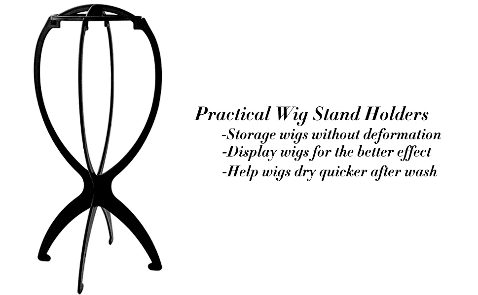 Wig Stand Holder-Rbenxia 6pcs Portable Durable Plastic Folding Wig Holder Hairpieces Display Tool Stable Wig Stand Dryer (Black) - product information 1