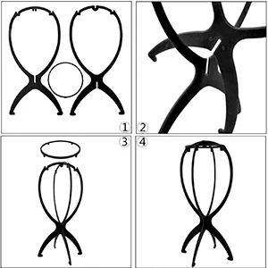 Wig Stand Holder-Rbenxia 6pcs Portable Durable Plastic Folding Wig Holder Hairpieces Display Tool Stable Wig Stand Dryer (Black) - product information 5