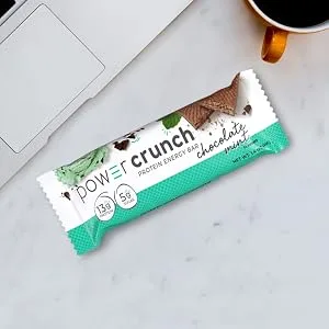 Power Crunch Protein Wafer Bars, High Protein Snacks with Delicious Taste, Chocolate Mint, 1.4 Ounce (12 Count) - choco mint lifestyle