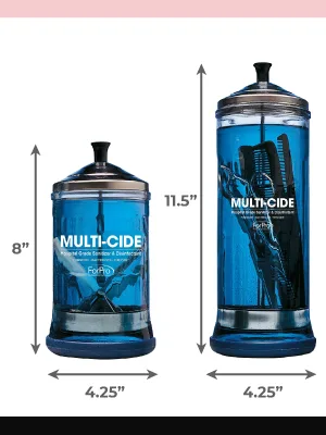 ForPro Multi-Cide Midsize Disinfecting Jar - Disinfectant Glass Jar for Manicure & Spa Implements - 21 Ounces, 8 H x 4.25 W - ForPro Multi-Cide Disinfecting Jar
